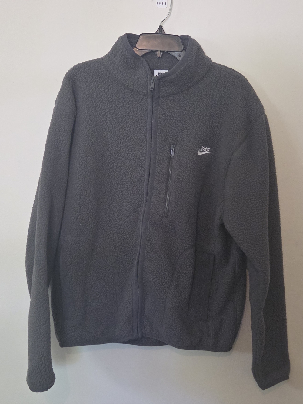 Nike Men's Dark Gray Sherpa Zip-Up Jacket